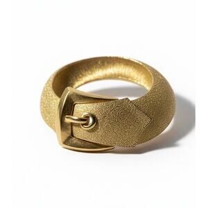 Trifari Belt Buckle Brooch Pin Gold Tone Textured Brushed Signed 3D Vintage